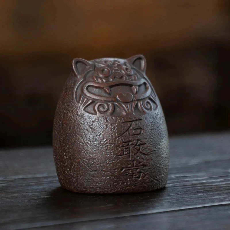 Yixing Purple Stone Darer Tea Table Zisha Tiger Pet Play Lid Cover Holder Small Ornaments Ceremony Tea Set Sculpture