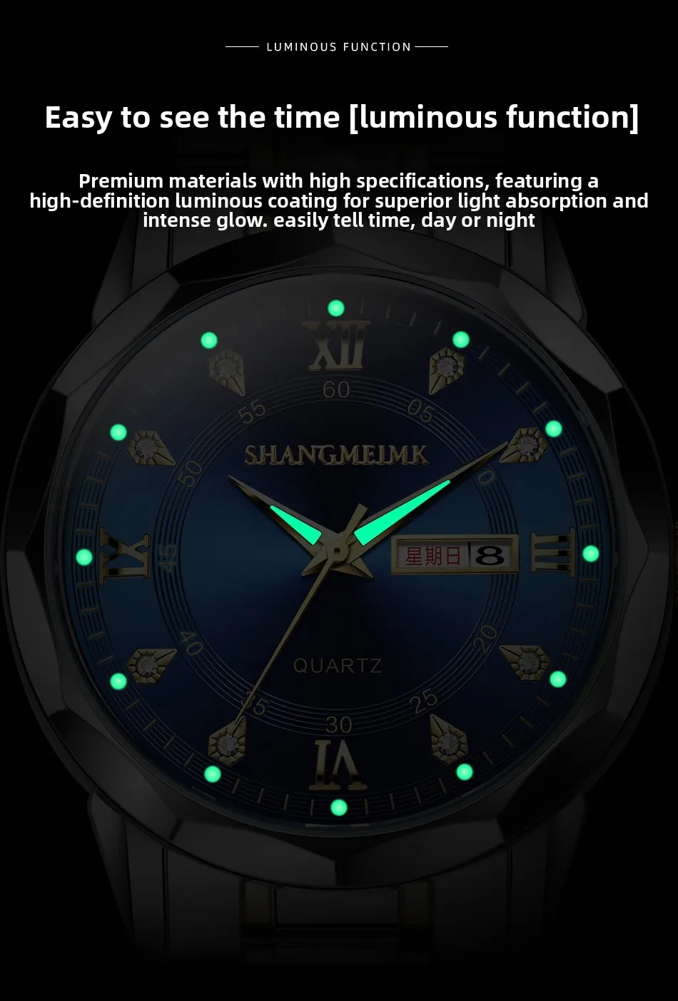 -Jam Tangan Quartz Pria, Casing Tali dan Kalender Batu Permata - Jam Tangan Pria yang Modis