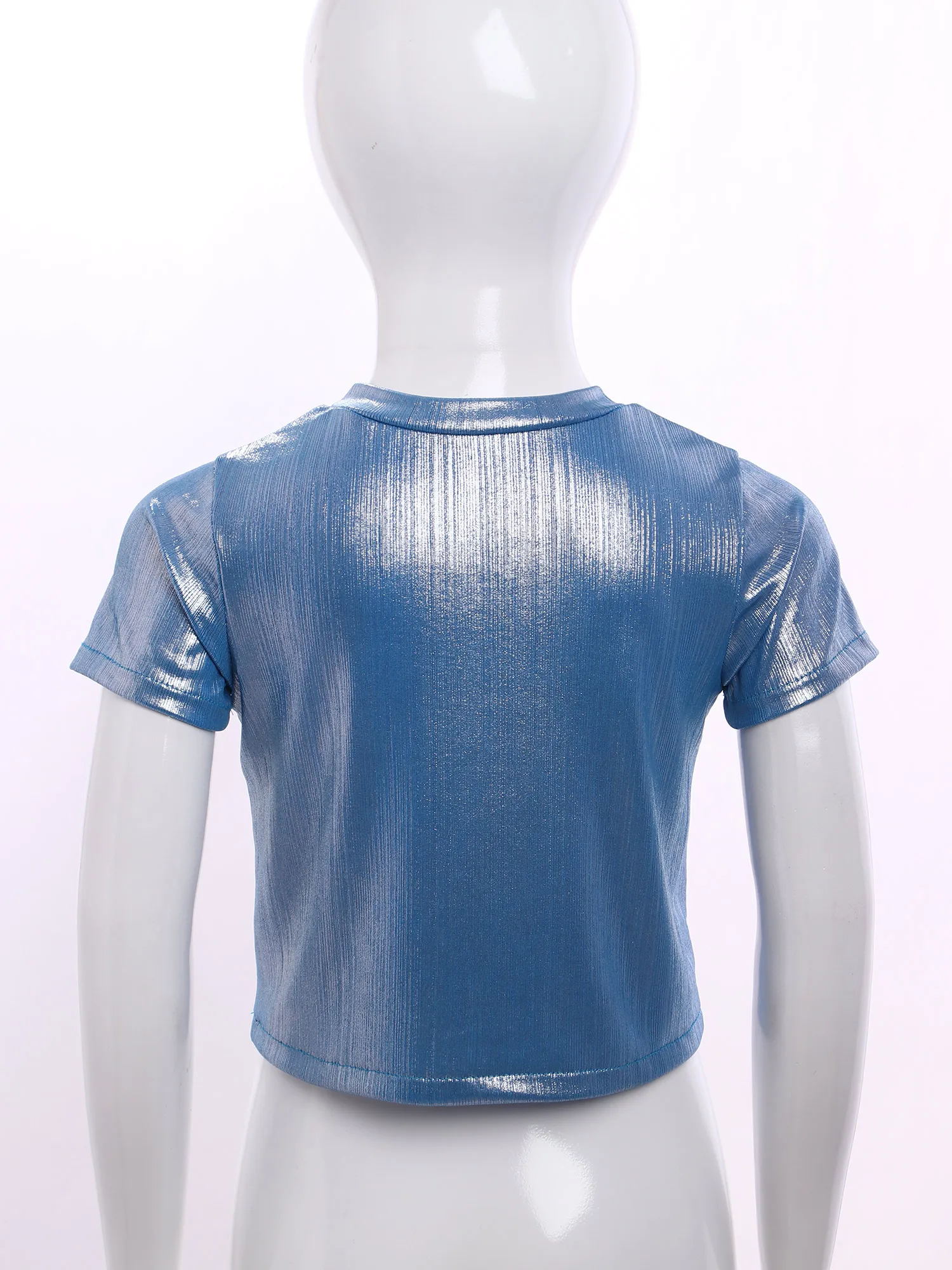 Child Kids Girls Shiny Sequins Shirt T-Shirt Sparkly Loose Jazz Hip Hop Dance Top Blouse Stage Performance Costume Dancewear