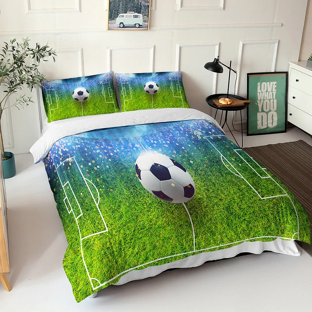 3D Print Bedding Set Sports Football Printed Pillow Case Duvet Cover Double Size Household Textile Products Decoration Teenager