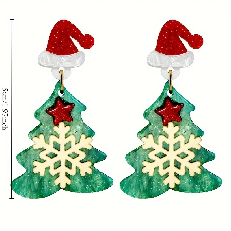 شجرة عيد الميلاد قبعة عيد الميلاد الديكور الأقراط المألوف أقراط عيد الميلاد تصميم الشعور الأقراط مزاجه المتخصصة