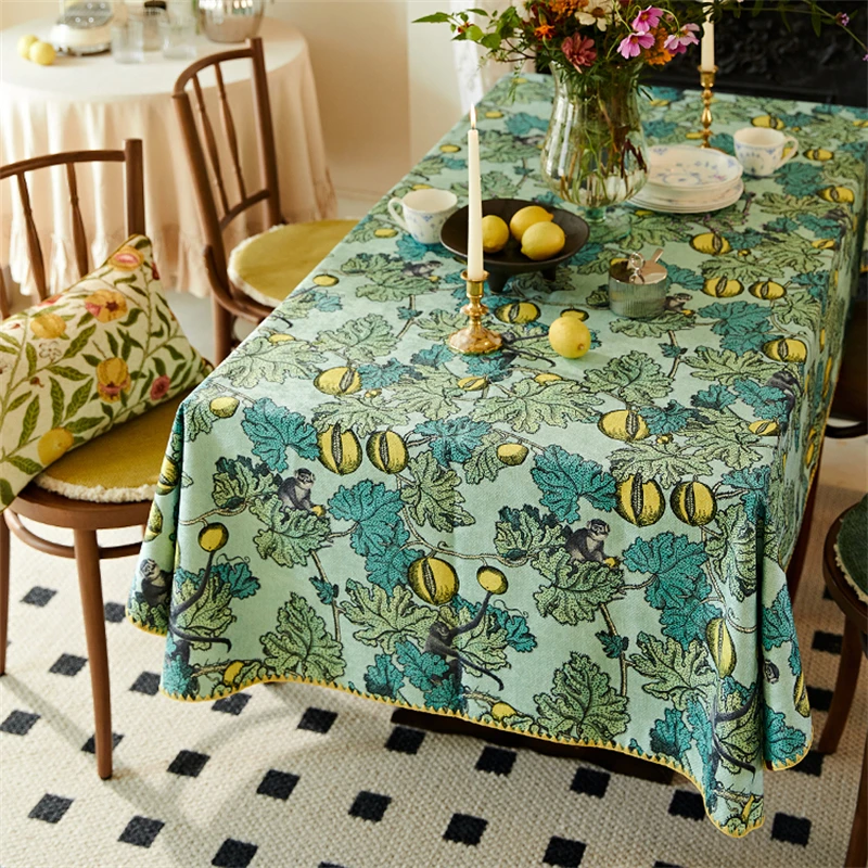 Imagem -02 - Vintage American Pastoral Green Dining Tablecloth Decoração de Casa Estilo Selva Sala de Estar Coffee Cover Cloth