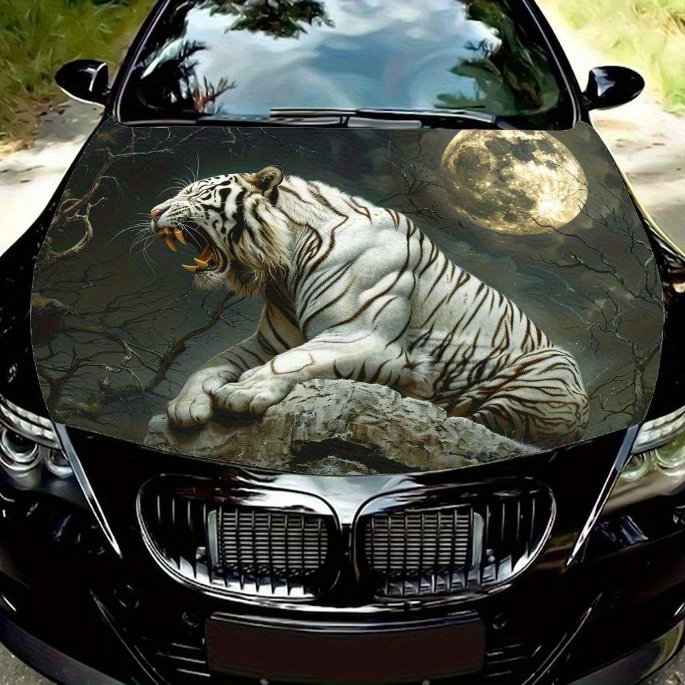

Quality Moonlight White Tiger Vinyl Wrap Decal For Car Hood - Durable & UV-Resistant, Easy-Clean PVC Sticker, Perfect Fit For Au
