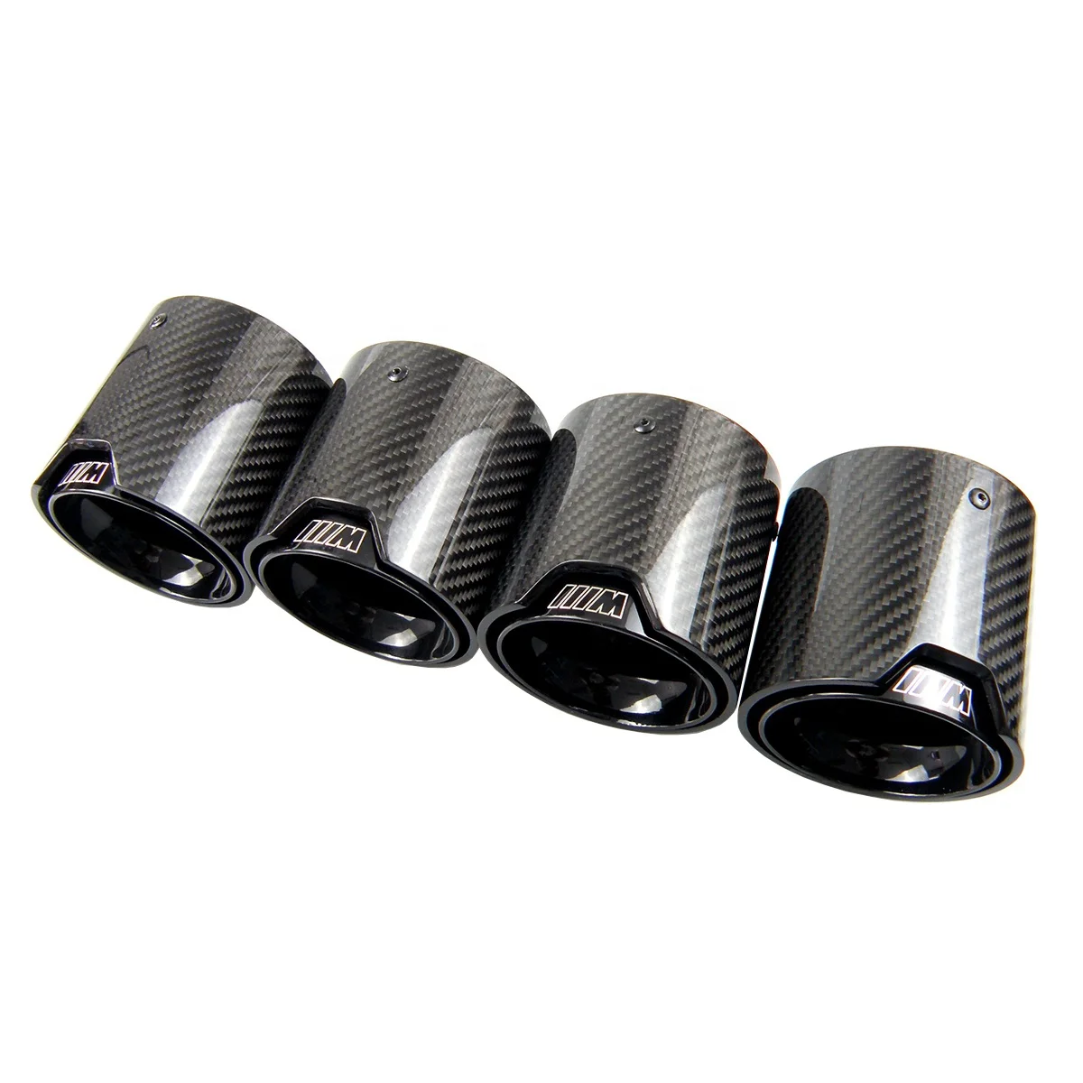 4 Pieces Carbon Fiber Exhaust tips Fit for BMW M5 F90 Carbon Fiber Exhaust tips with black inner pipe and glossy Cover