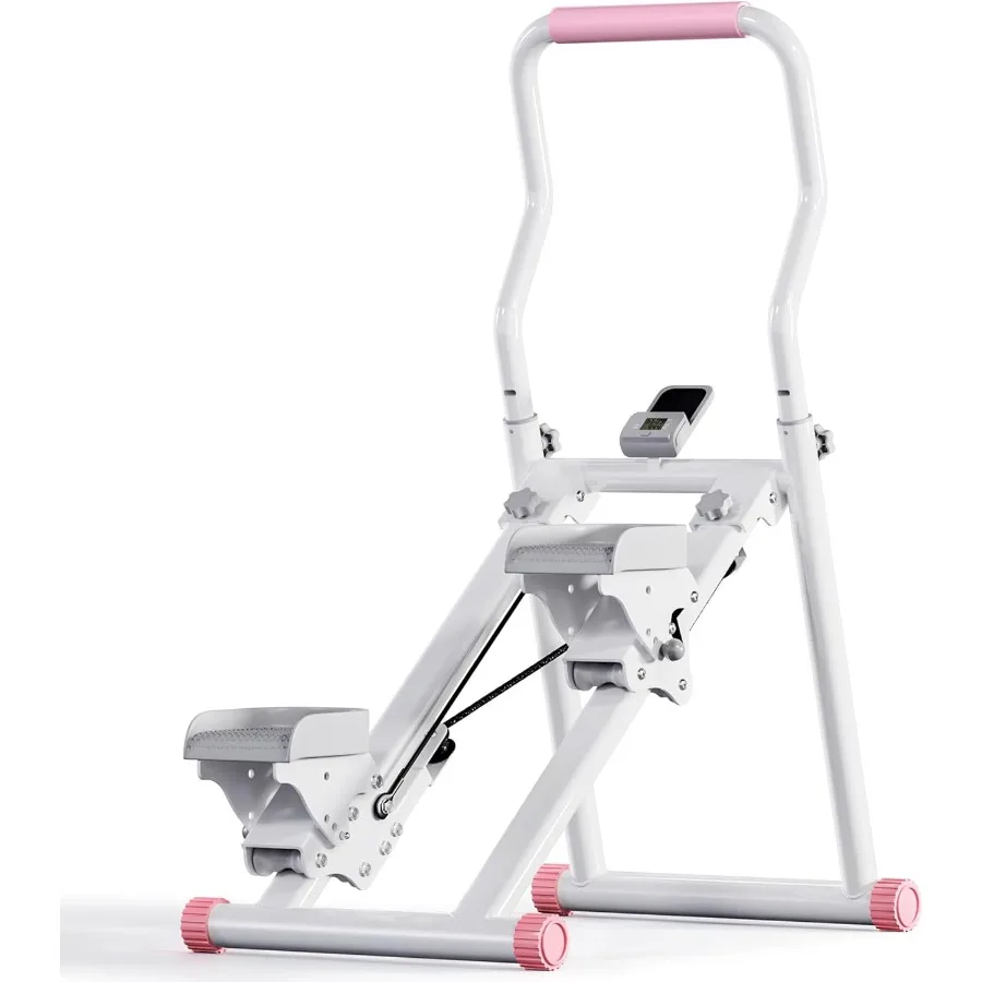 Faltbarer Treppenstepper für das Heim-Fitnessstudio mit LCD-Monitor, vertikale Klettermaschine in Schwarz, Ganzkörpertraining mit verstellbarem Griff