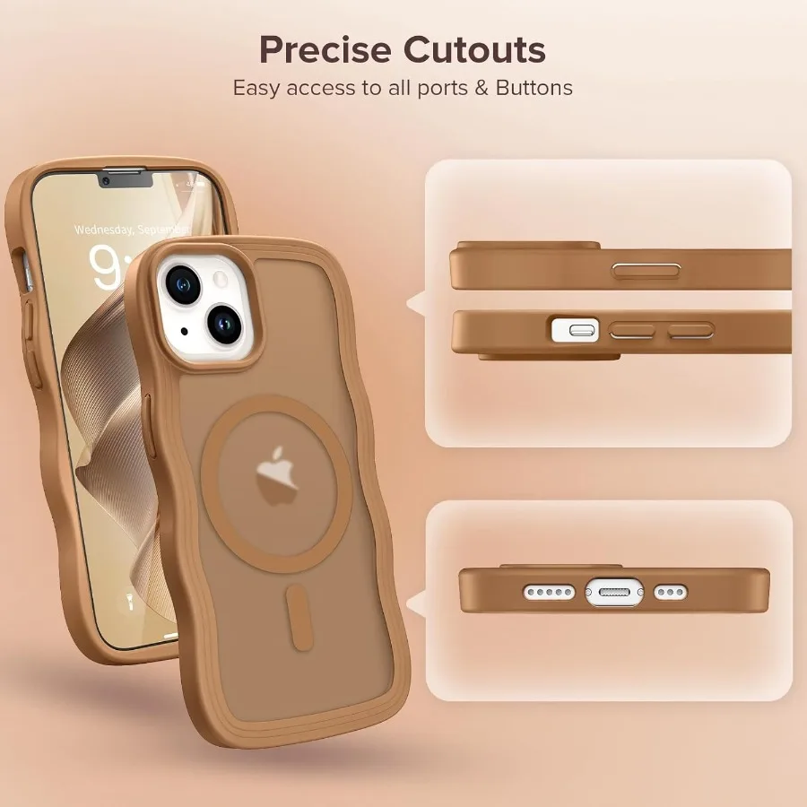 حافظة هاتف شفافة غير لامعة لهاتف iPhone 13/14 مع واقي شاشة مدمج وتوافق MagSafe: متين مقاوم للصدمات ومضاد