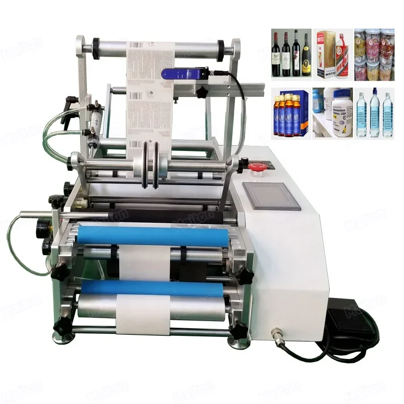 Good quality semi automatic tin can round glass bottle labeling machines