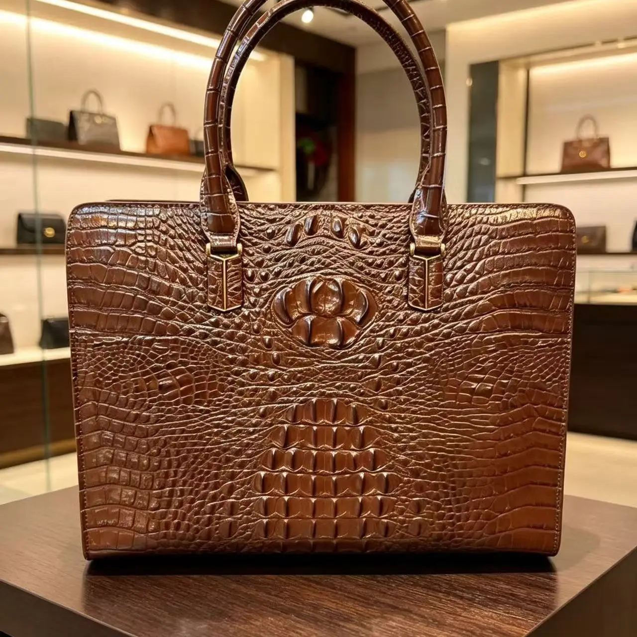 New Luxury Alligator Pattern Cow Genuine Leather Business Men's Briefcase Male Briefcase Shoulder Bags Men Laptop Computer Bag