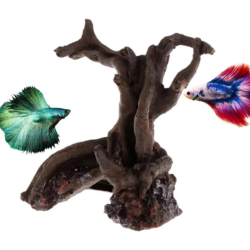 Resin Aquarium Decor Realistic Natural Texture Wood Ornament Aquarium Decoration Safe Practical Anti Fade Fish Tank Decoration