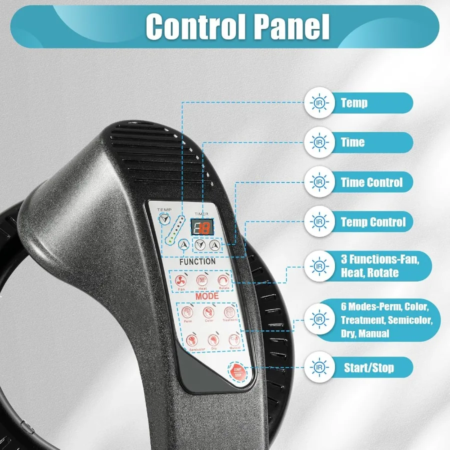 Professioneller stehender Haartrockner, Farbprozessor für Salon, Schönheit, Friseursalon, Dauerwellen-Farbheizung, 1000 W, 110 V, US-Stil, 12,7 cm, Schwarz