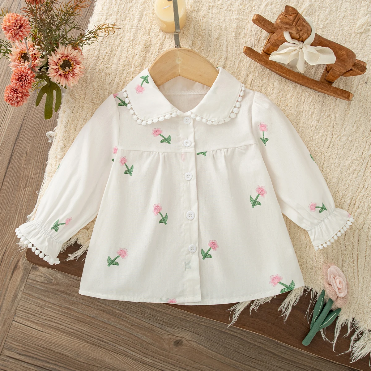 Spring And Autumn New Baby Girl Long Sleeve Shirt Sweet Printed Children'S Clothing (6 Months -3 Years Old)