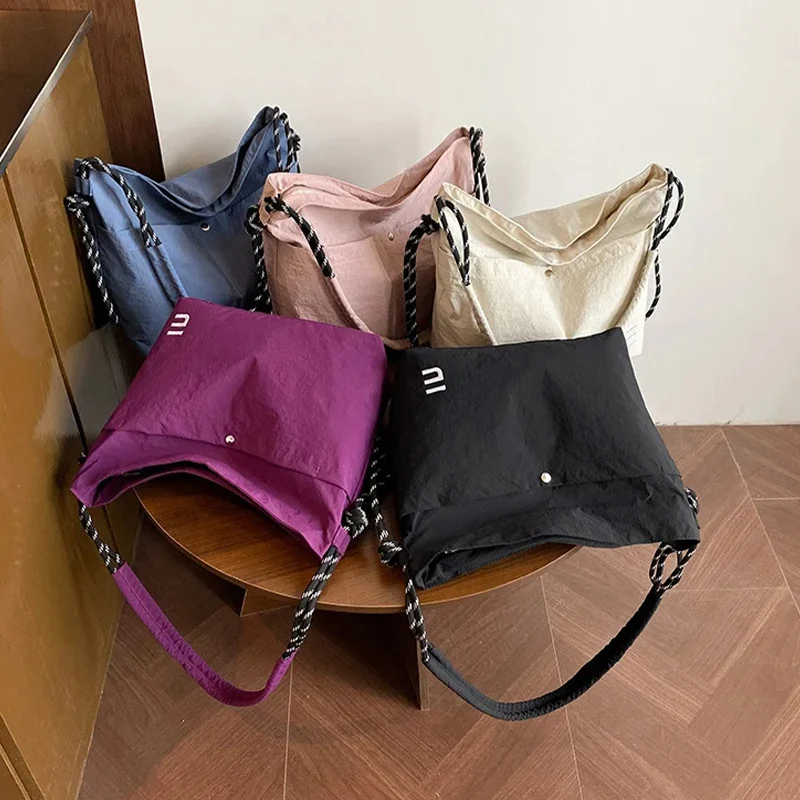 

Casual Double-layer Women Nylon Shoulder Bags Light Waterproof Ladies Messenger Bag Large Capacity Student Female Handbags Tote