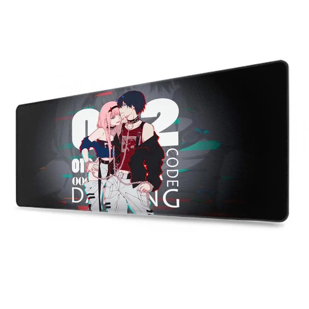 Alfombrilla de ratón negra de Anime Zero Two, alfombra grande para Teclado, accesorios para juegos de PC, Teclado para ordenador portátil,