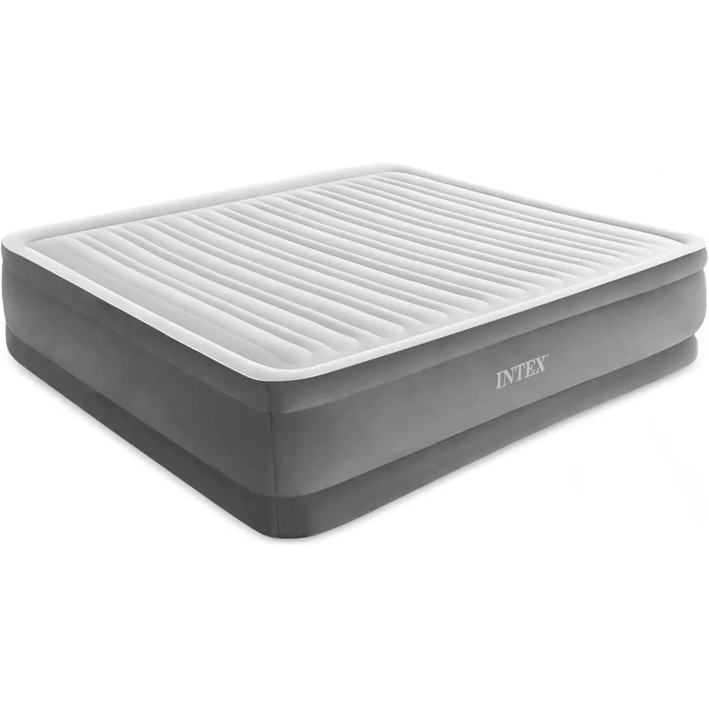 Intex Dura-Beam Deluxe Comfort Plush Elevated Airbed, Built-in Pump Fiber-Tech Inflatable Mattress, Portable Blow Up Bed