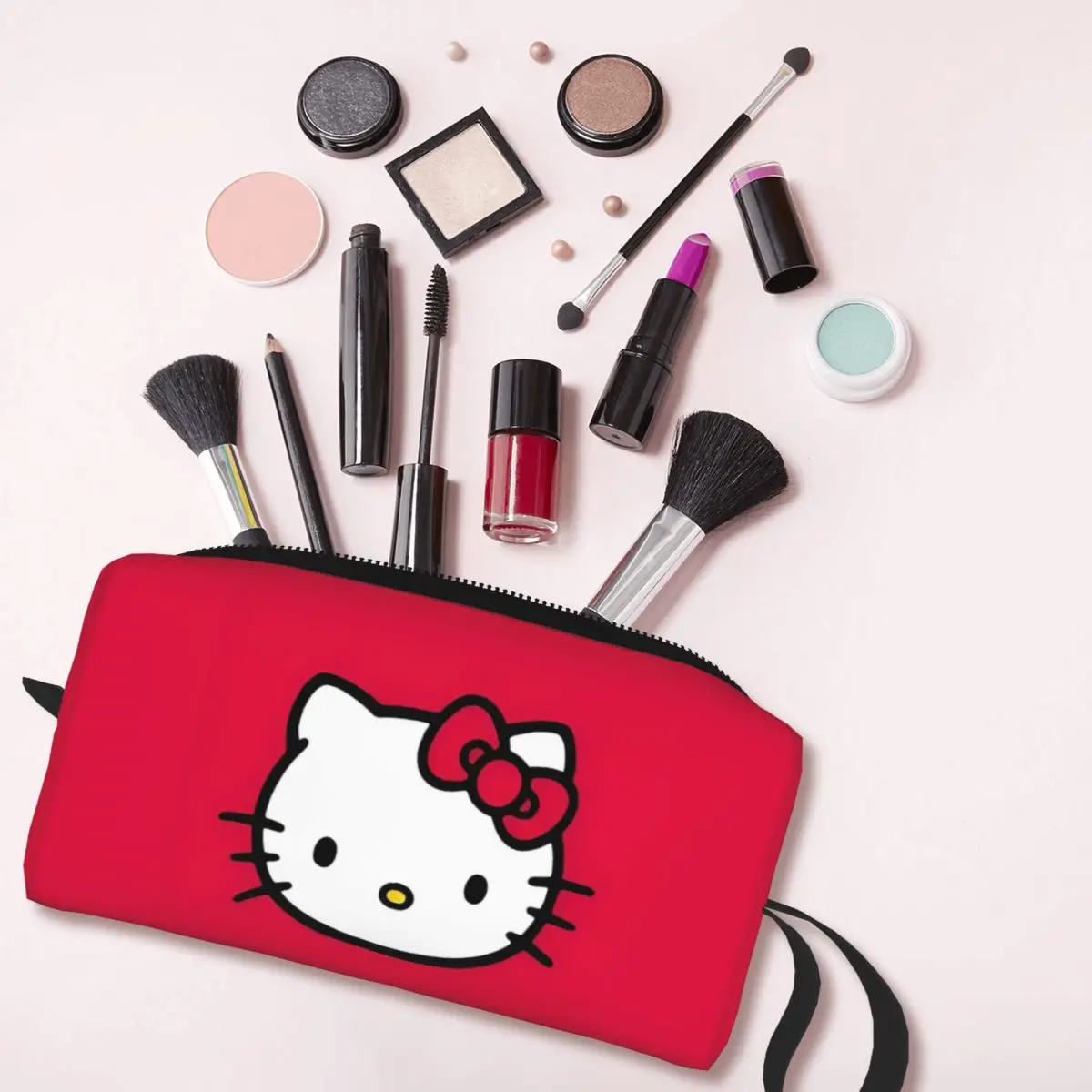 Hello Kitty Face Cute Makeup Bag Large Cosmetic Bag for Men Women Toiletry Bag Storage Pouch Bag