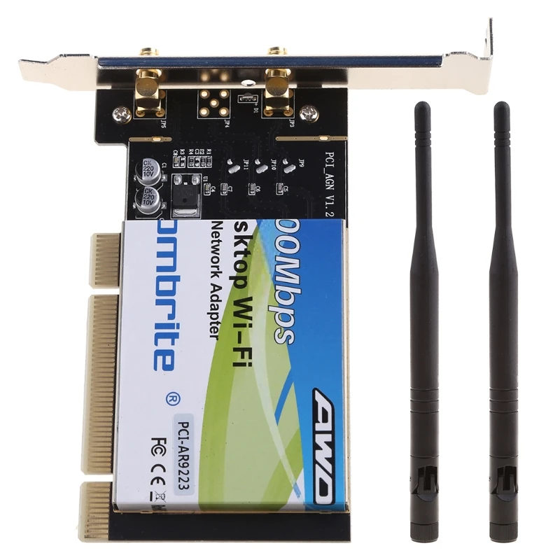 AR9223 PCI 300M 802.11b/G/N Wifi Nirkabel Adaptor Kartu untuk Desktop Laptop 6DB Antena