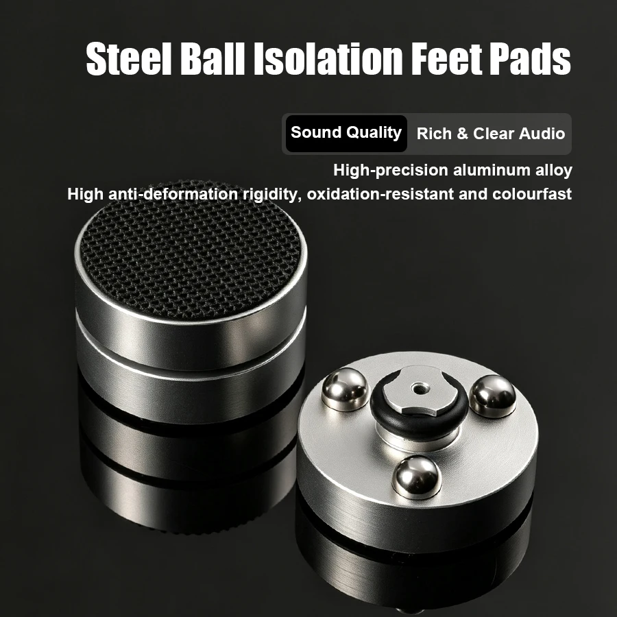 4 Stück Audiophile Lautsprecher-Isolationsspikes, Verstellbare Stoßdämpfende Füße aus Aluminiumlegierung für HiFi-Verstärker, Mixer, Plattenspieler, CD-Player – Detail 1