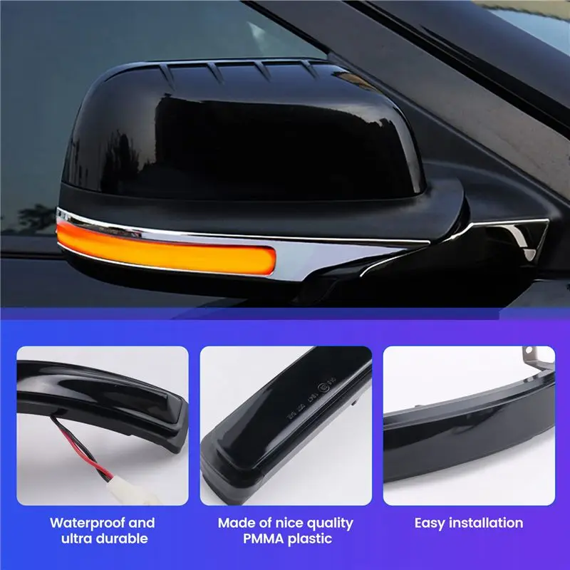 A65P-For Ford Explorer 2011-2019 Car Dynamic LED Turn Signal Light Rearview Mirror Light Indicator