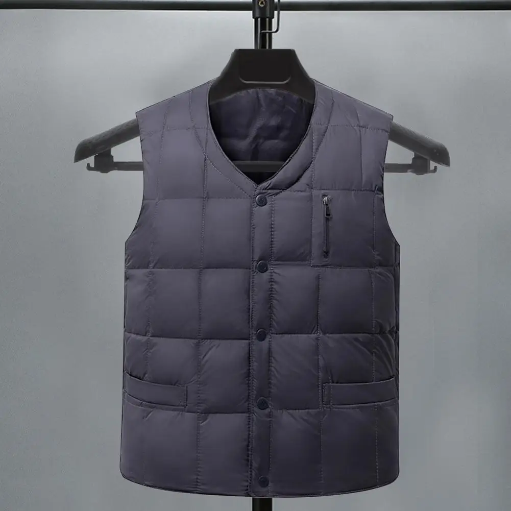 

Мужской жилет с v-образным вырезом без рукавов, однотонный однобортный жилет, пальто с карманами, ветрозащитный утолщенный стеганый жилет, куртка