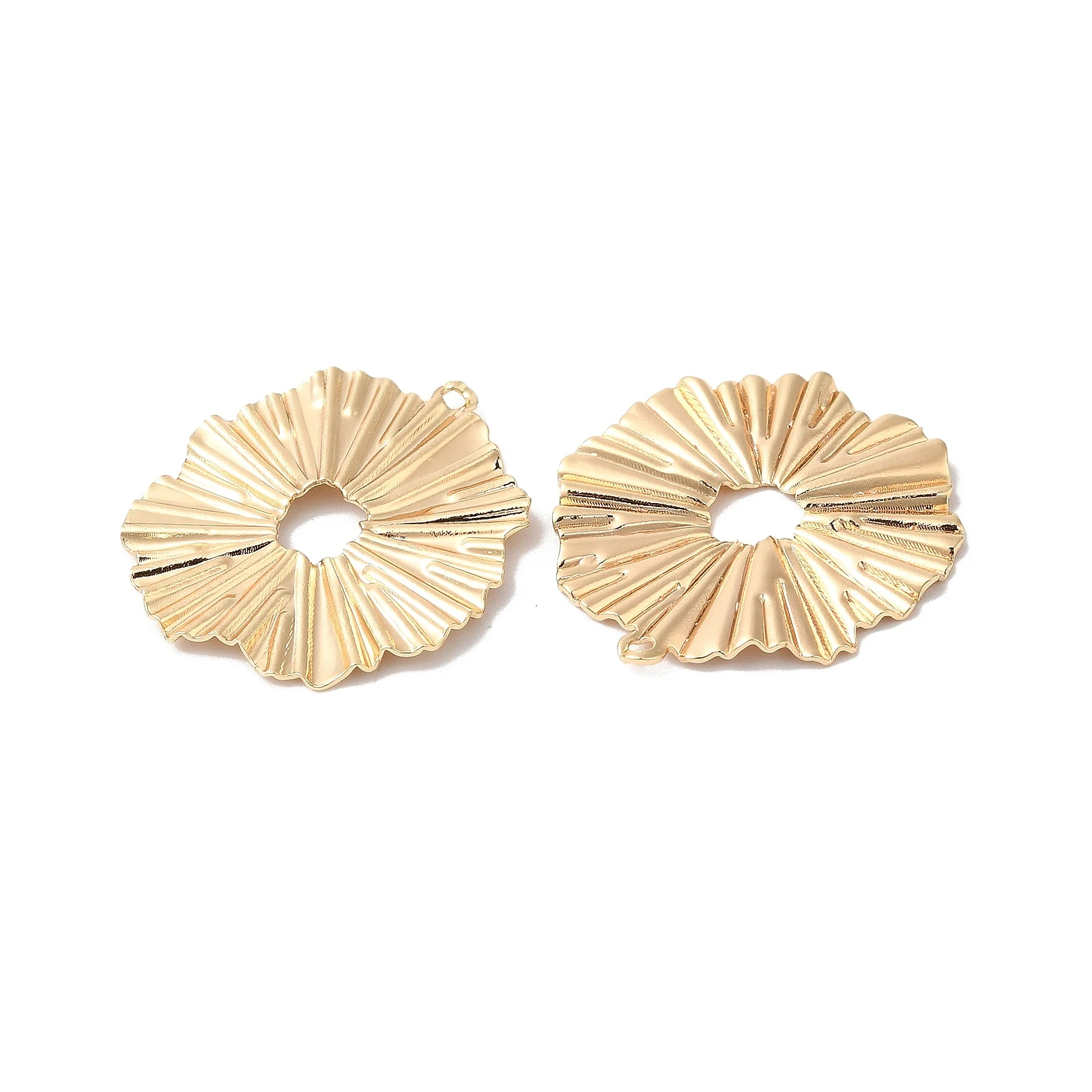 30pcs Brass Leaf Pendants Flat Round Leaves Charm 18K Gold Plated for Dangle Earring Necklace DIY Jewelry Making Accessories