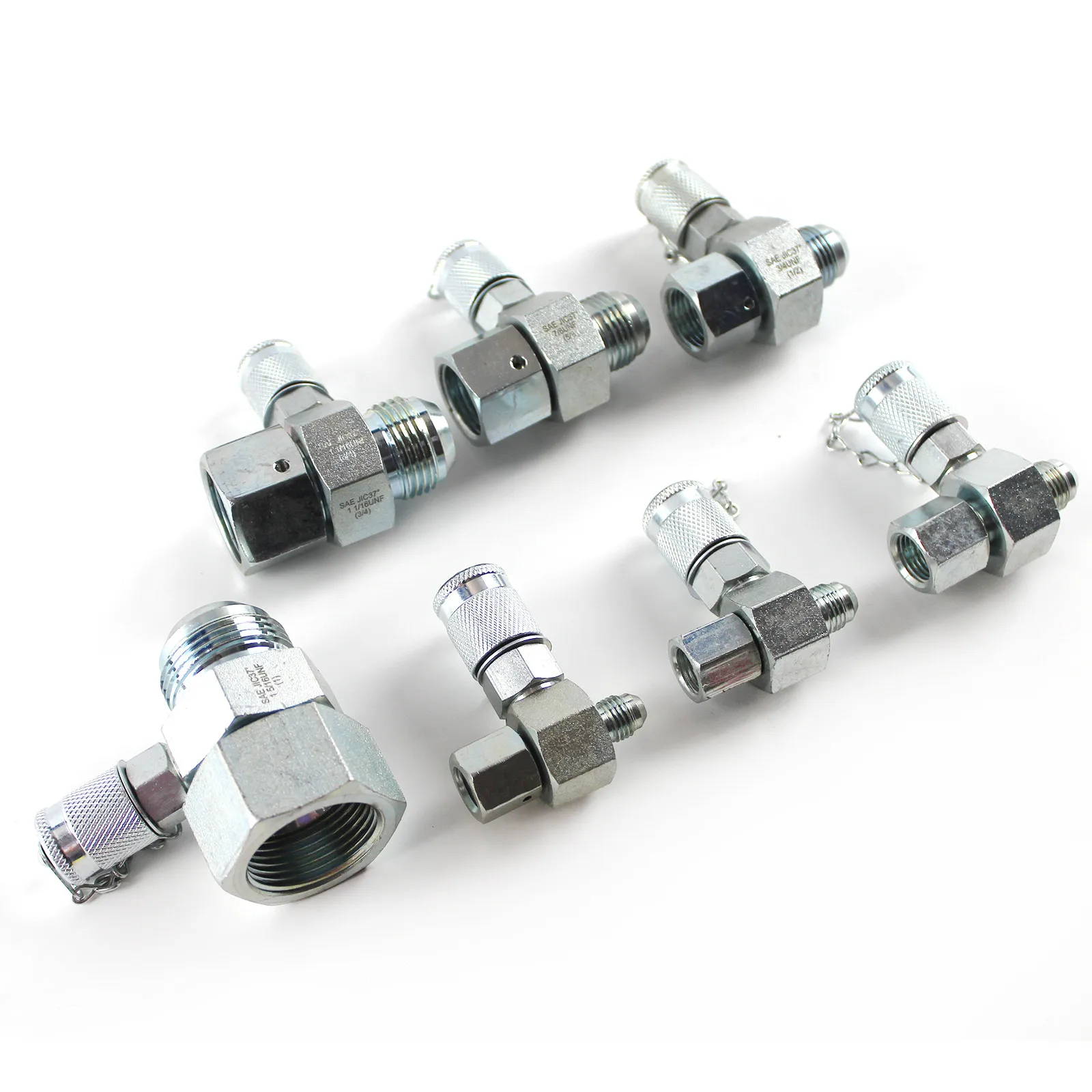 7x JIC-37 ° Type Hydraulische Draaibare Tees Voor Graafmachines 1-5/16 1-1/16 7/8 3/4 9/16 1/2 Testkoppelingspunt Uit De 7/16 Serie