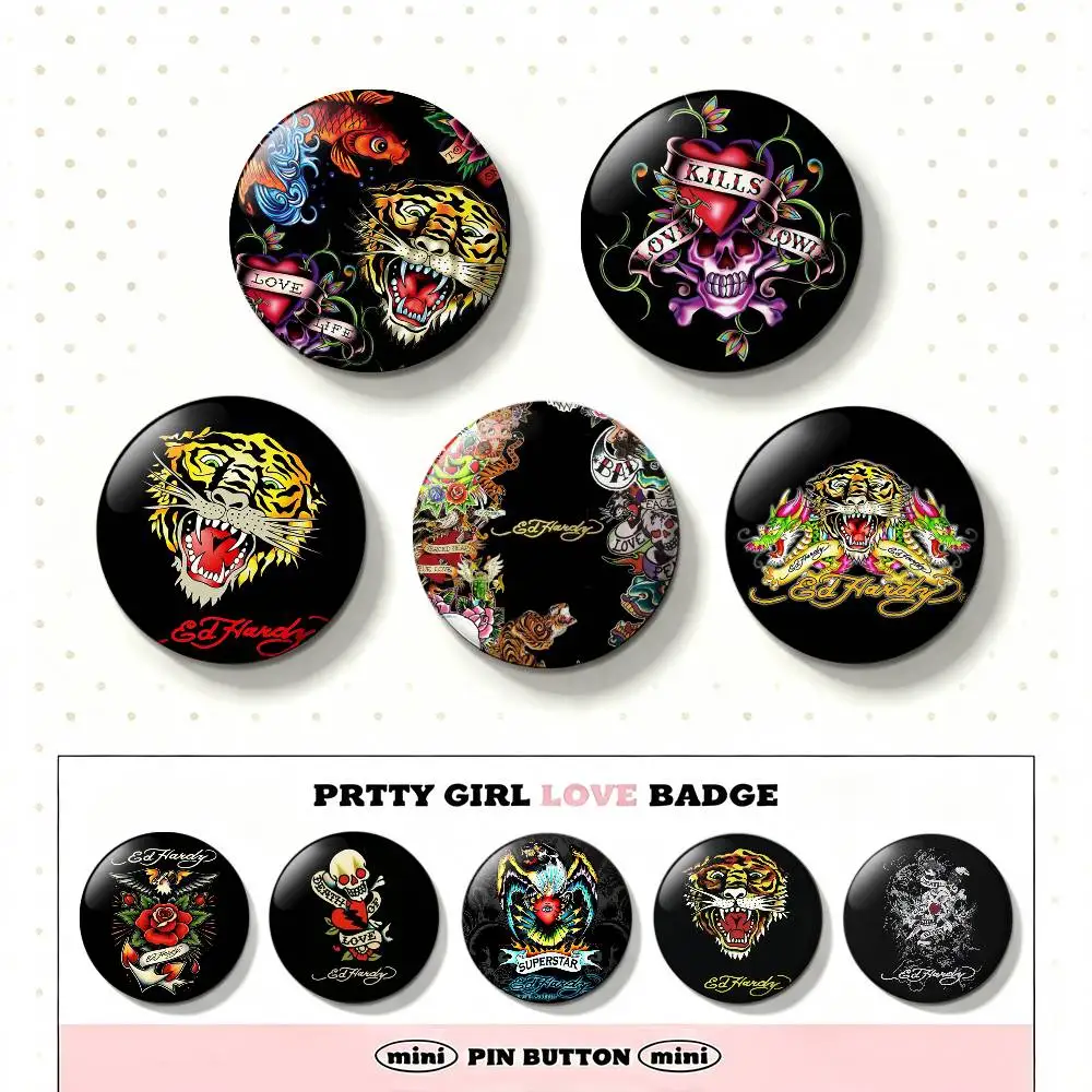 E-Ed Hardy Brand Laser Badge Applicable For Backpack Clothes Hats Decor Creative Accessories