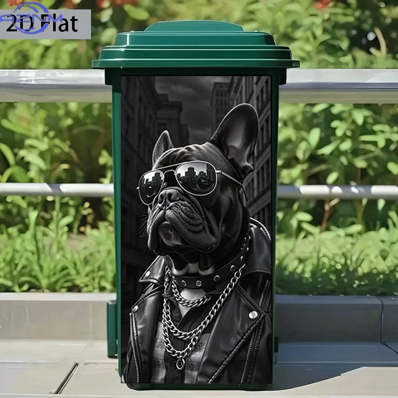 Trash Can Sticker Cool Dog Urban Style Theme Design Wall Sticker Decorative Wallpaper Self-Adhesive Kitchen Trash Can Decorat