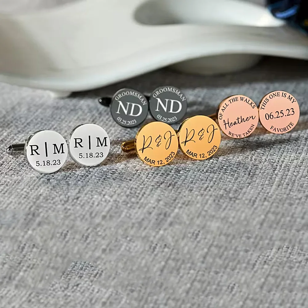 Custom Tie Clip Cufflinks Set Sculpture Name Men Suit Accessories Stainless Steel Jewelry Valentines Day Gift Give Boyfriend