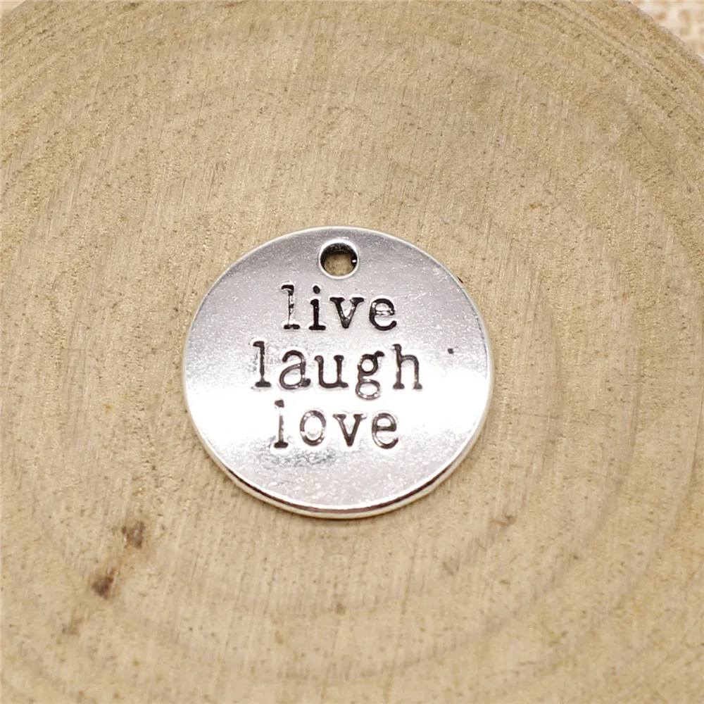 IFOCUS 10pcs/Lot Live Laugh Love Charms For DIY Jewelry Making Zinc Alloy 20x20mm/0.79x0.79inch