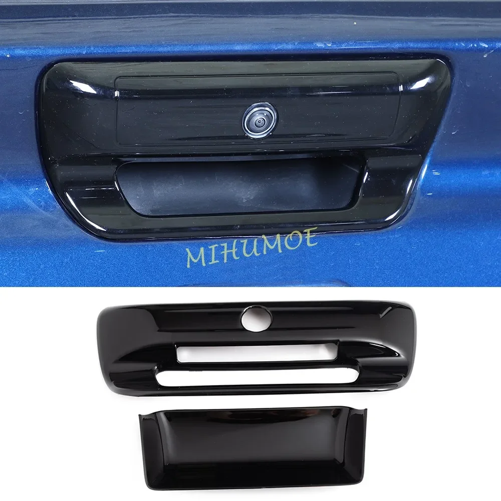 Image of Für 2019-2025 Dodge Ram 1500 Glänzend Schwarz Hinten Auto Stamm Türgriff Schüssel Abdeckung ABS Trim Lünette Styling zubehör