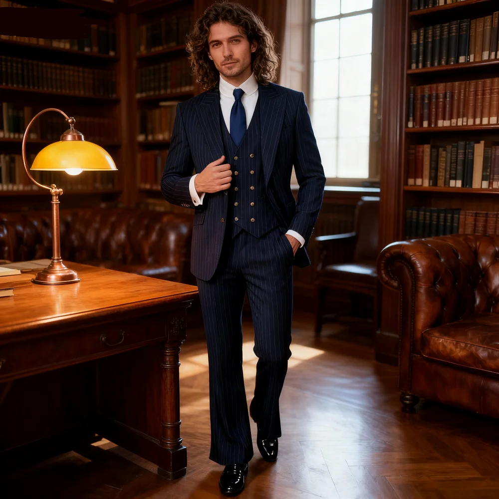 

Lindo Purple Men's Tuxedo Unique Single Breasted Lapel Repeated Fine Fitted Plan Length Regular 3-Piece Jacket Pants Vest Set