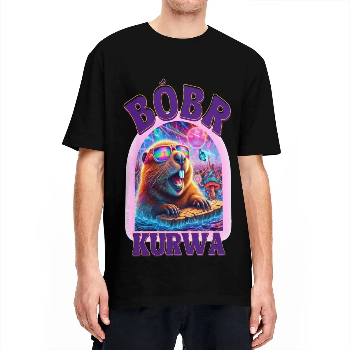 Men's T Shirt Kawaii Bobr Kurwa Bober Beaver T Shirts Cool Poland Polish Animal Summer Tee Shirt Casual 100% Cotton Tops Gift