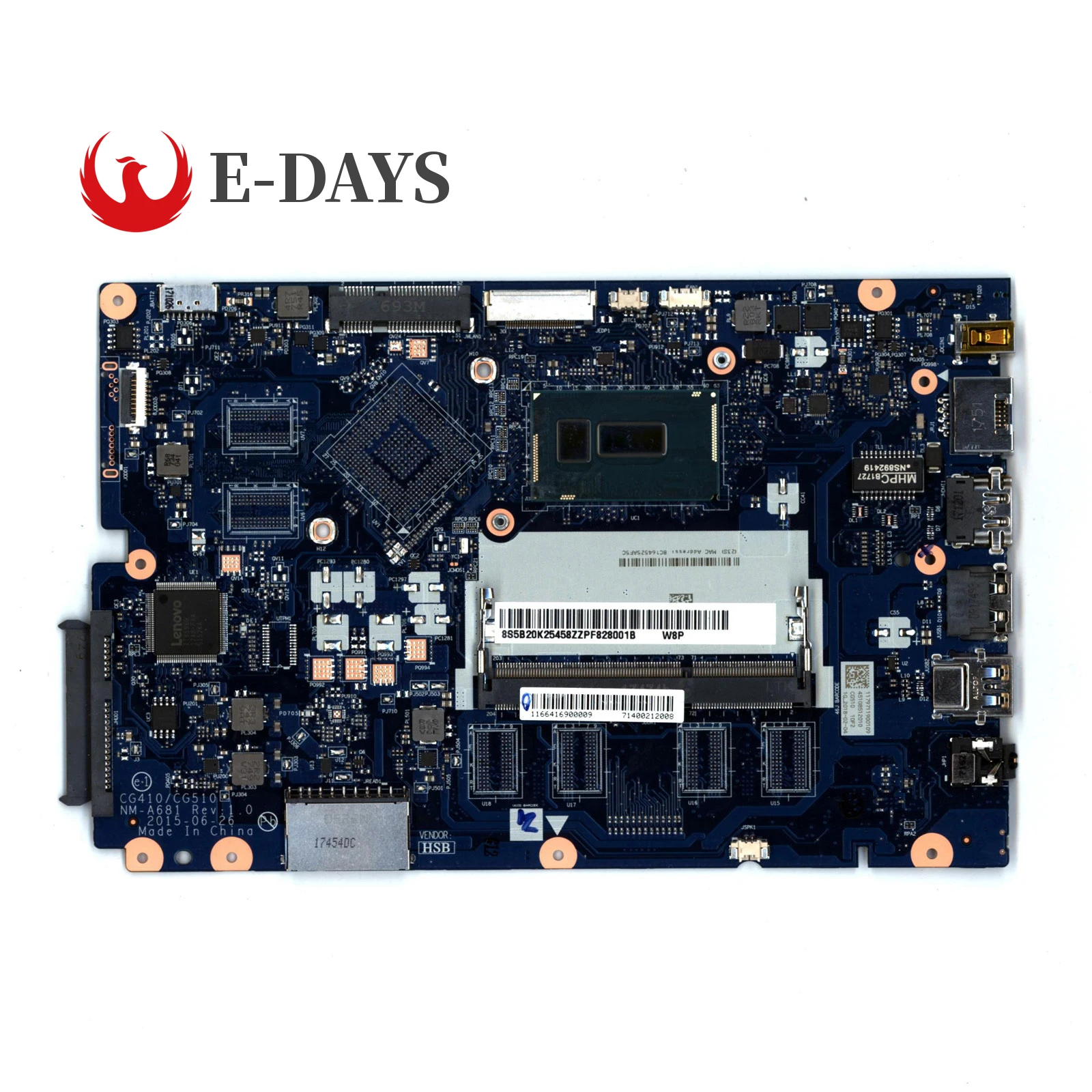 Laptop Motherboard for LENOVO Ideapad 100-15IBD I5-5200U Mainboard NM-A681 UMA  DIS DDR3 100% Fully Tested