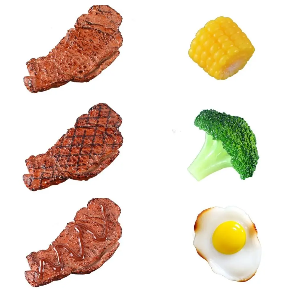 Western Food Simulation Steak Model Cooking Toys Pretend Play Simulation Kitchen Corn Broccoli Fake Food Toys Kitchen Toys