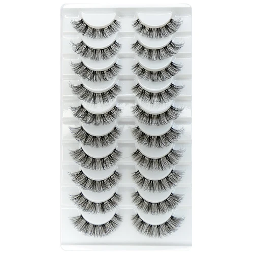 Imagen 2 del producto 7/10 pares de pestañas de tira de visón sintético pestañas de visón 3D maquillaje esponjoso reutilizable extensión de pestañas postizas