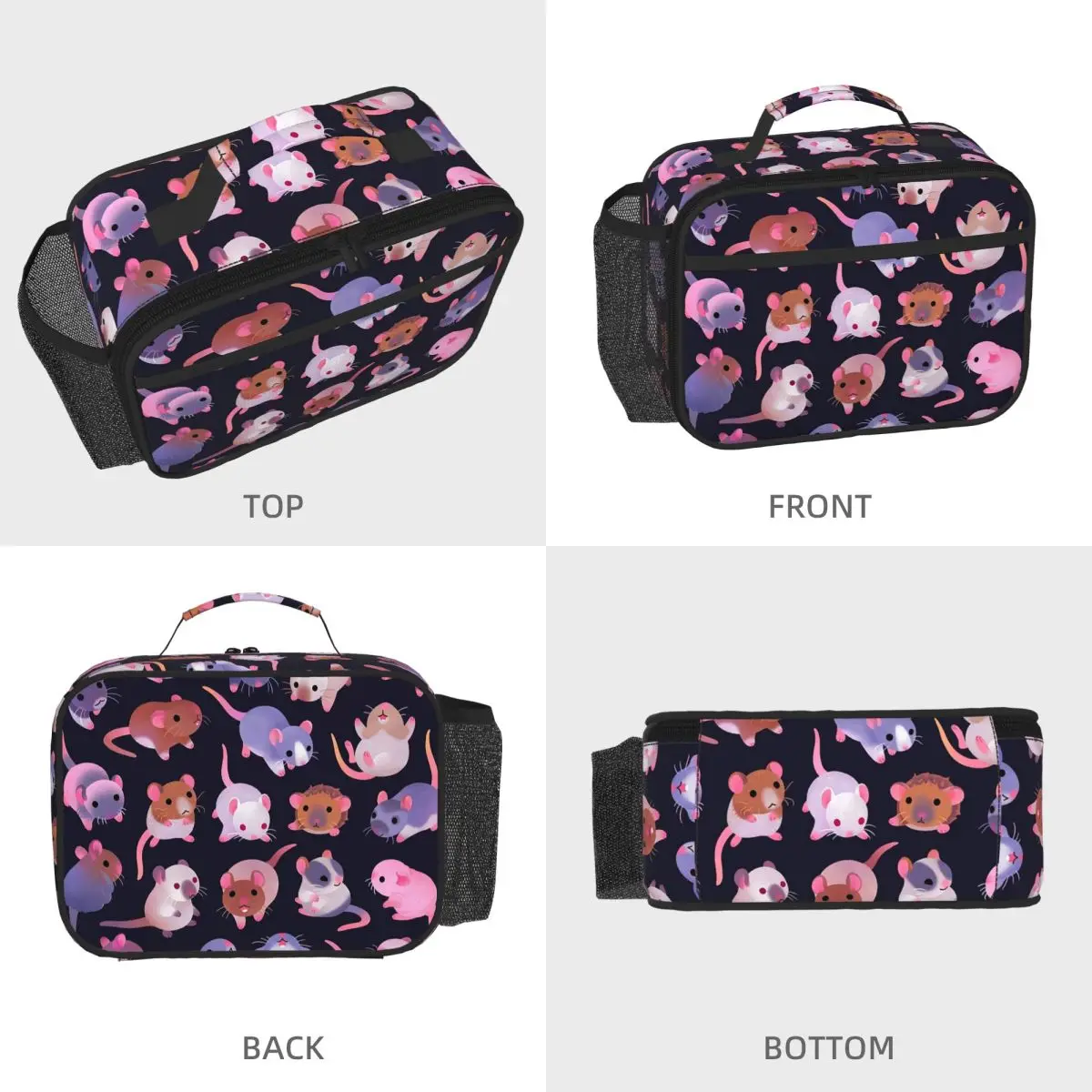 Fancy Rat - Dark Insulated Lunch Bag for Women Office Cooler Thermal Food Box Tote Portable Lunch Boxes Container