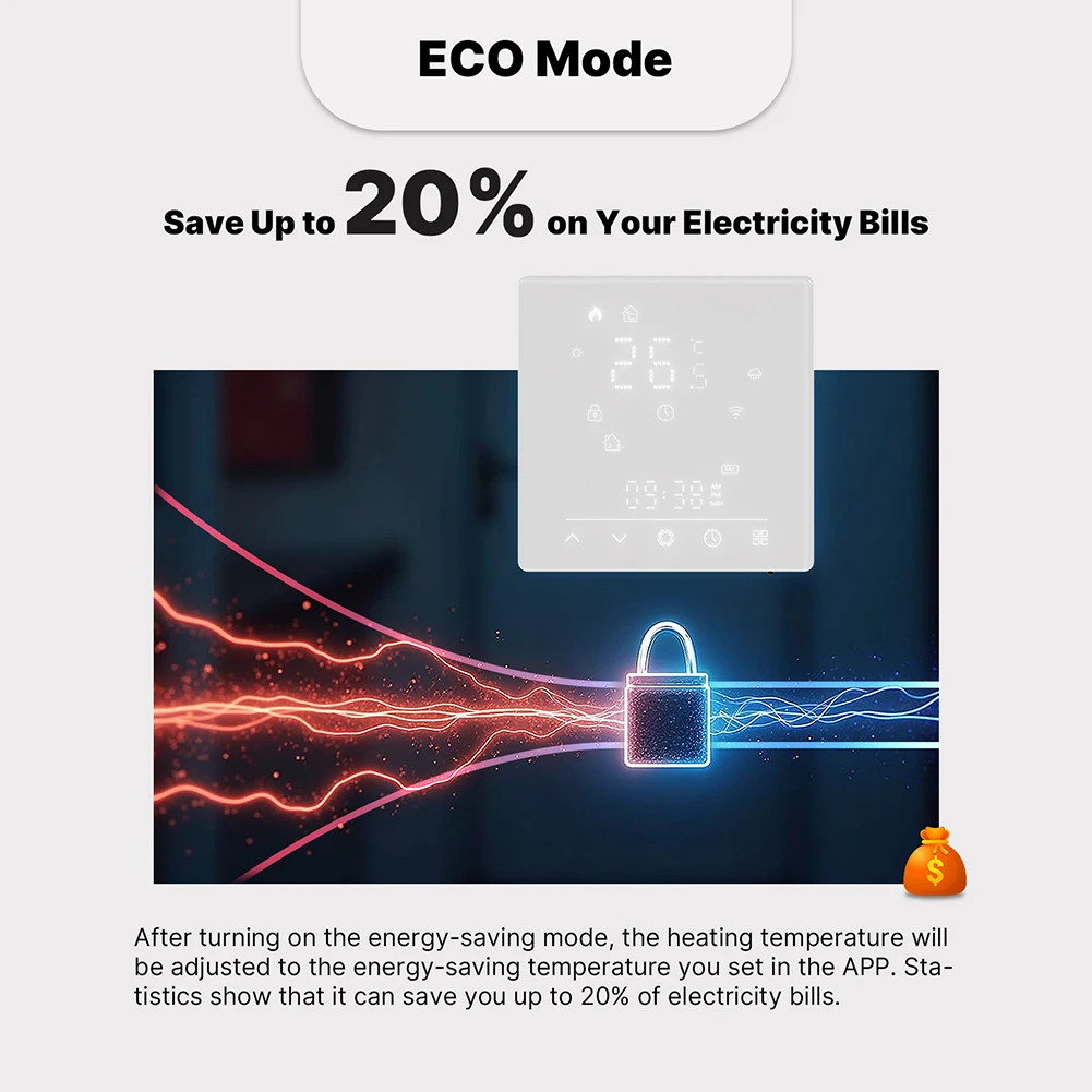 Smart Temperature Controller for MOES with WiFi Connectivity Designed for Tuya and For Matter Integration Child Lock Feature