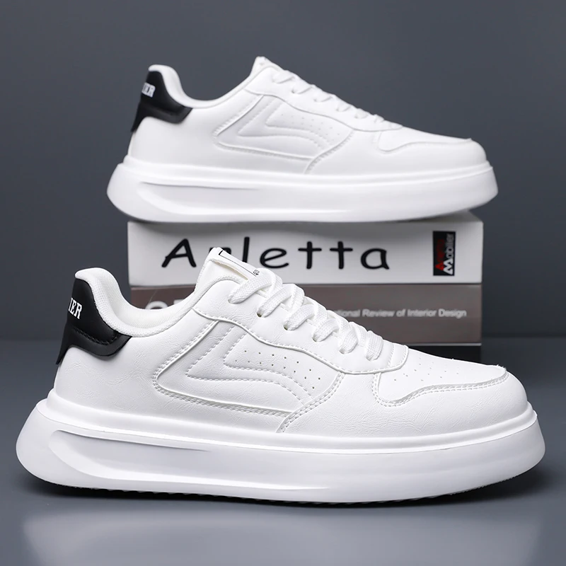 أحذية رجالية من الجلد الأسود وصلت حديثًا للخريف - أحذية رياضية أنيقة بنعل سميك قابلة للتنفس، كاجوال ورياضي، متعددة الاستخدامات وخفيفة الوزن #4