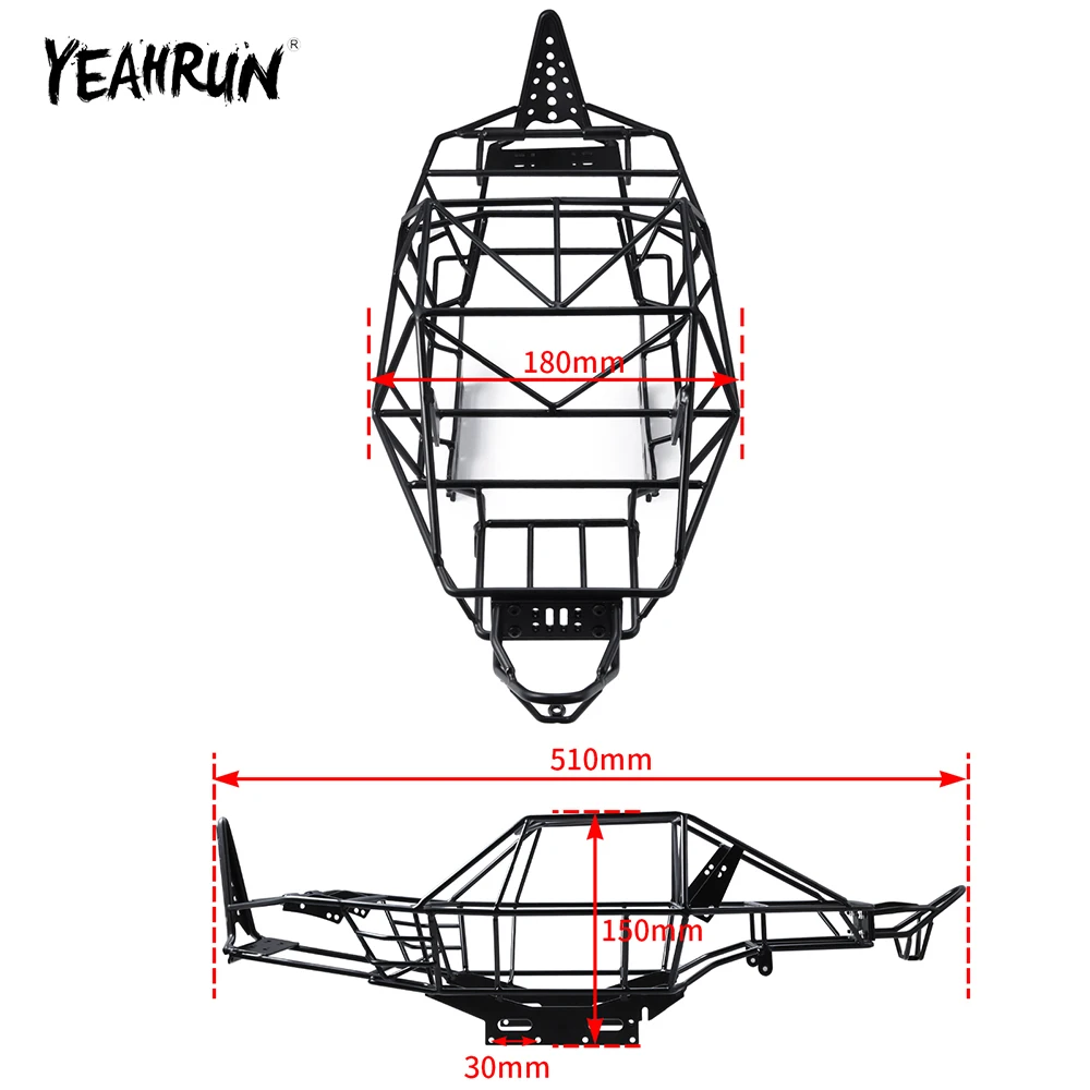 YEAHRUN Metal Roll Cage Chassis Full Tube Frame Body For 1/10 Axial Wraith AX90053 RR10 RC Crawler Upgrade Parts