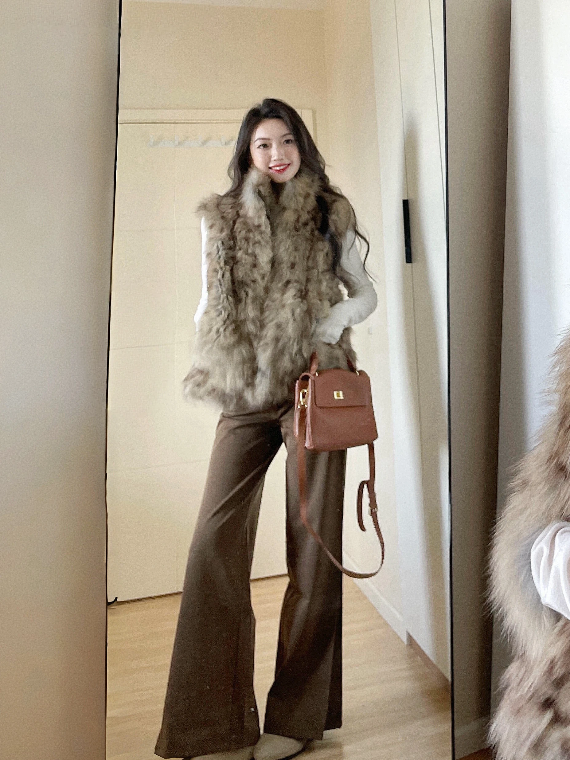 

Retro American Faion Stand Collar Leopard Print Vest Women's Autumn Winter New Warm High-End Simulation Fur Jaet