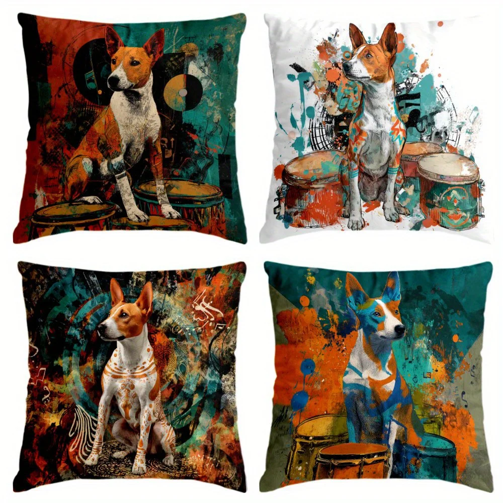 Pop Art Dog Lover Pillowcase Set 4pcs 40x40cm Bohemian Canine Throw Cushion Cover Gallery Prints