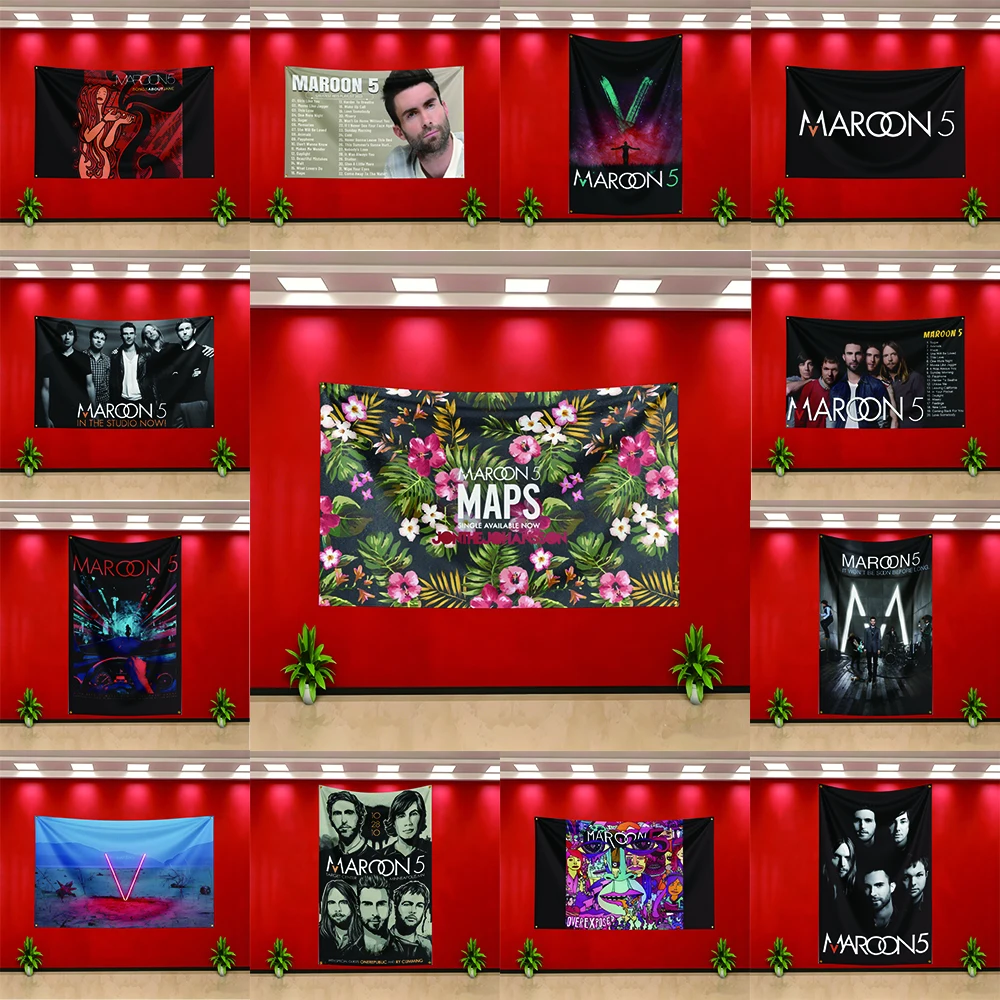 Music Band Maroon 5 Inspired Flag Banner for Bedroom Living Room Dorm Garage Wall Decor Tapestry Custom Advertising Flaga Gift