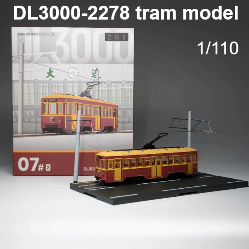 

1/110 Toy Car DL3000-2278 Dalian Route 201 Alloy Bus Tram Model Red with Scene Accessories Collection Gift Boy Toy Gift