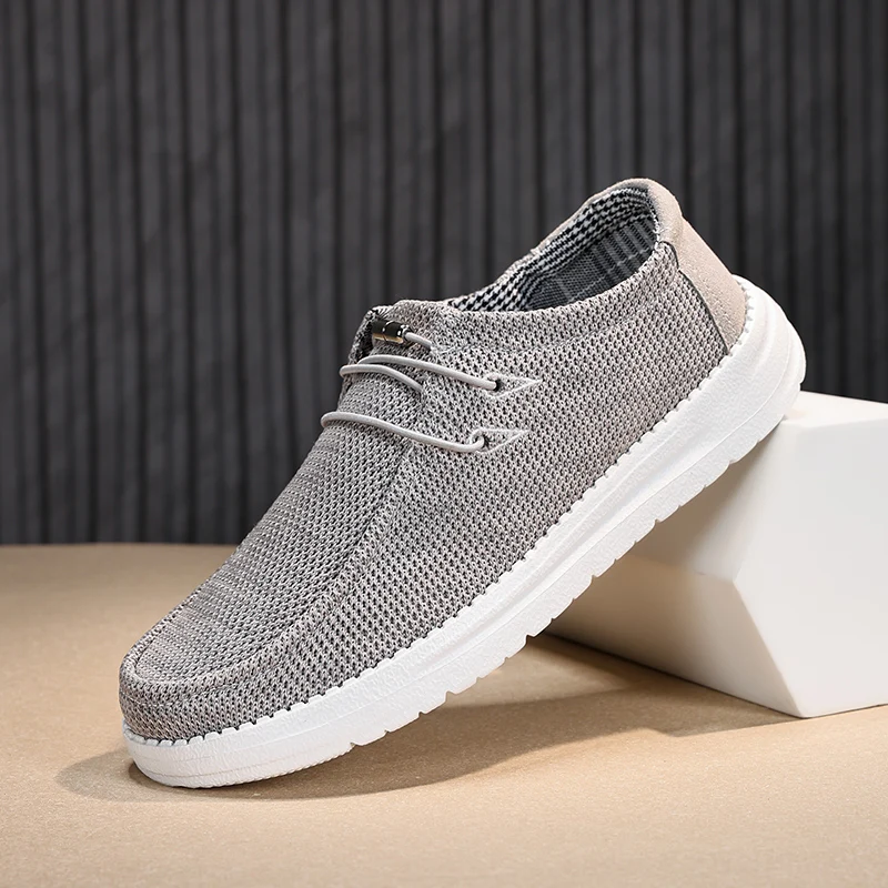 New Summer Men Canvas Shoes Breathable Denim Canvas Casual Shoes Men Loafers Comfortable Ultralight Lazy Boat Shoes Big Size 48