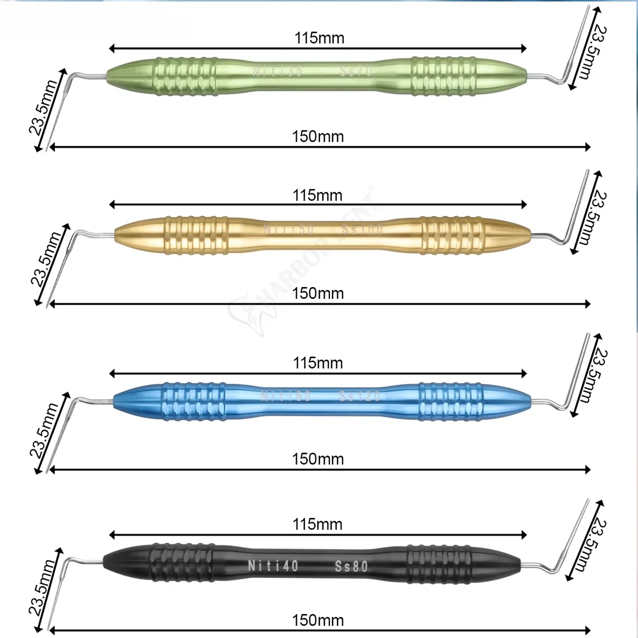 4Pcs Dental Gutta Percha Filler Metal Oral Root Canal Hand Plugger Tip Dentistry Endodontic Fill Instrument 4 Types