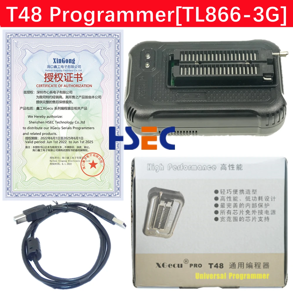 XGecu T48 Programmer [TL866-3G] TL866II Plus upvertionfor SPI/Nor/NAND FlashTSOP/SOP//EMMC BGA153/162/169/100/221 adapter socket