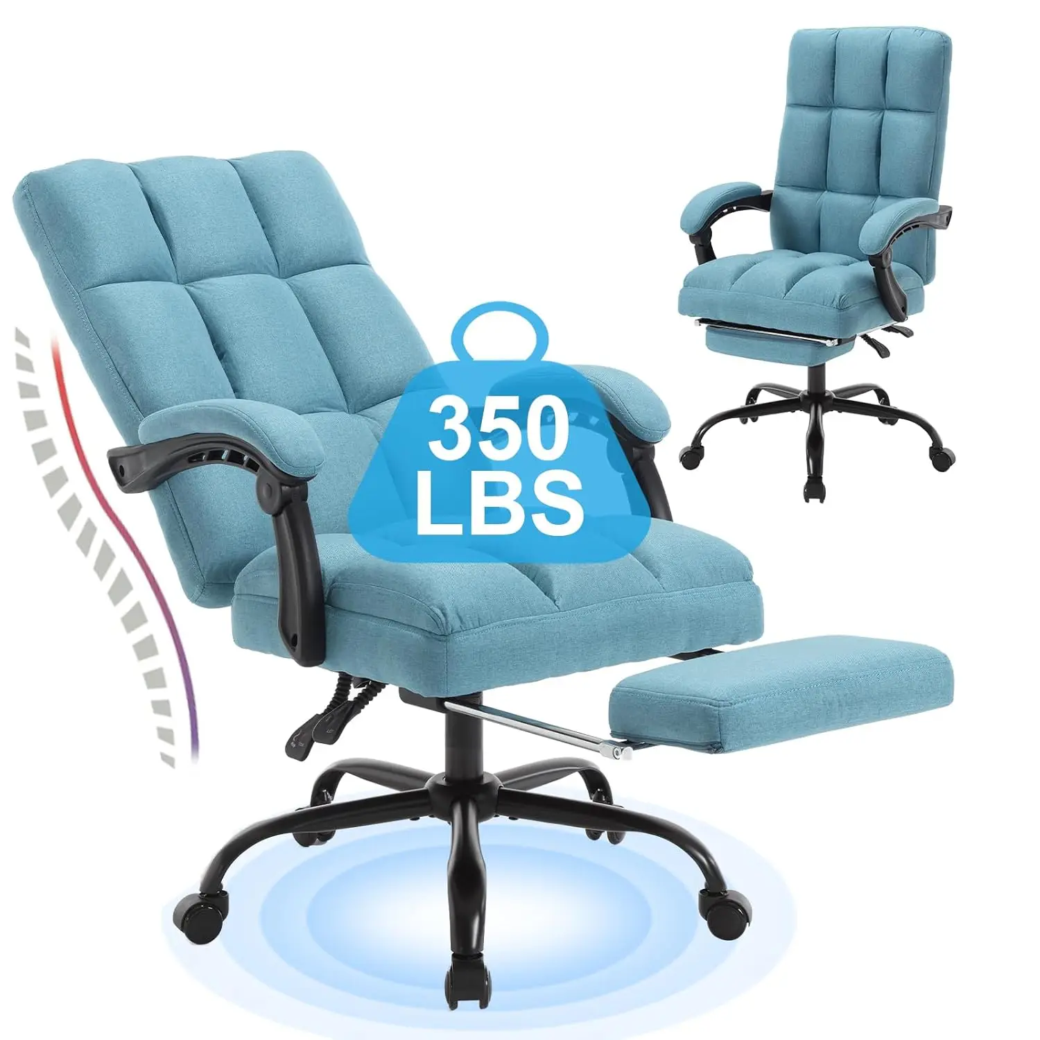 

Reclining Office Chair with Footrest, Fabric Executive Office Recliner Desk Chairs with Lumbar Support, High Back, Customized