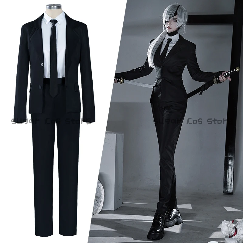 

Quanxi аниме косплей костюм парик Охотник за дьяволом черный костюм бензопила Quanxi повязка на глаз для мужчин и женщин карнавальная униформа для Хэллоуина