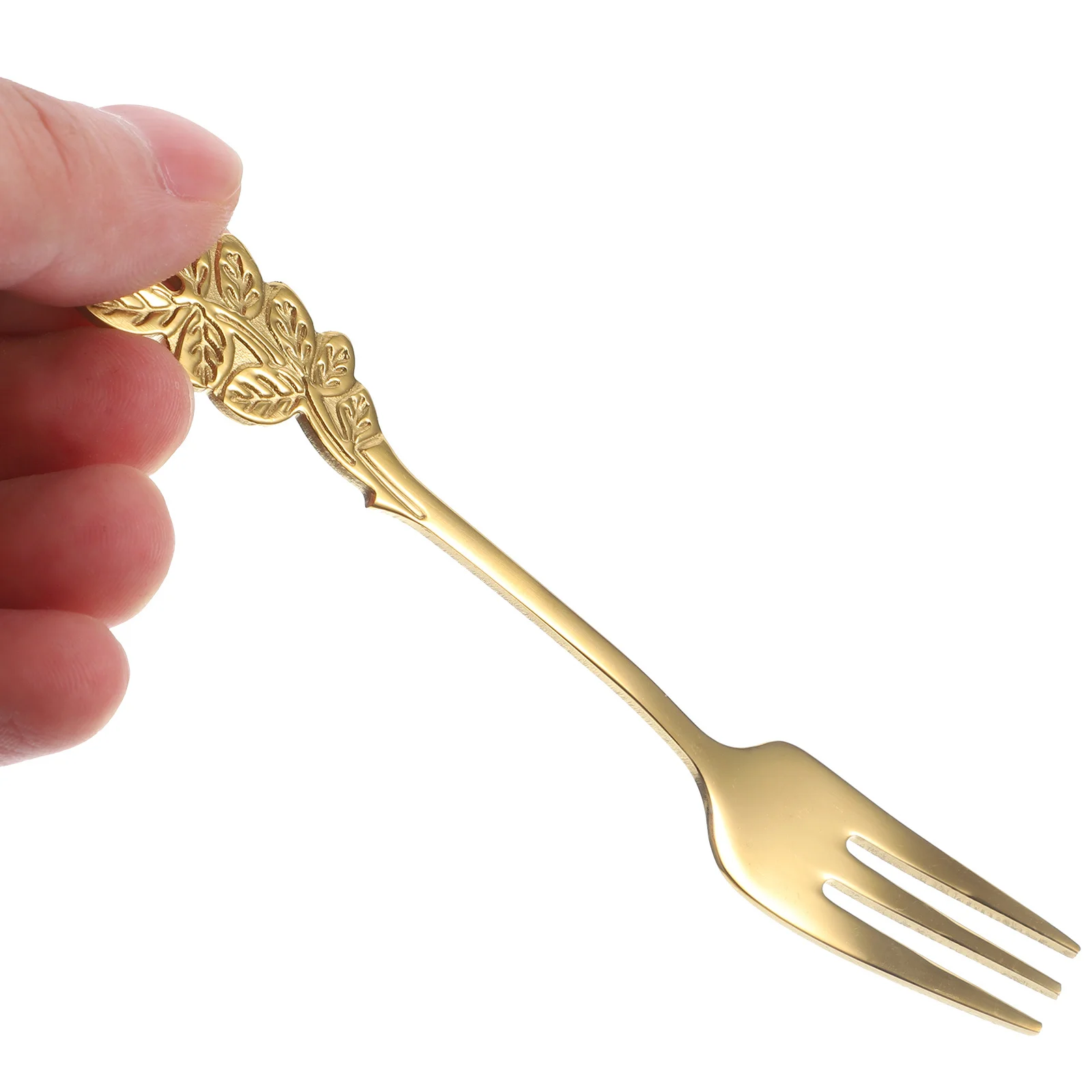 

Stainless Steel Rose Flower Fork Spoon Set Golden Chic Rustproof for Home Restaurant Coffee Cake Dessert Fruit Fork