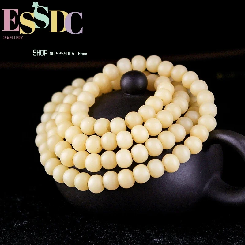 Classic Natural Oil Smooth Camel Bone Buddha Drum Beads Bracelet 108 Mala for Men and Women DIY Jewelry Accessories Wholesale